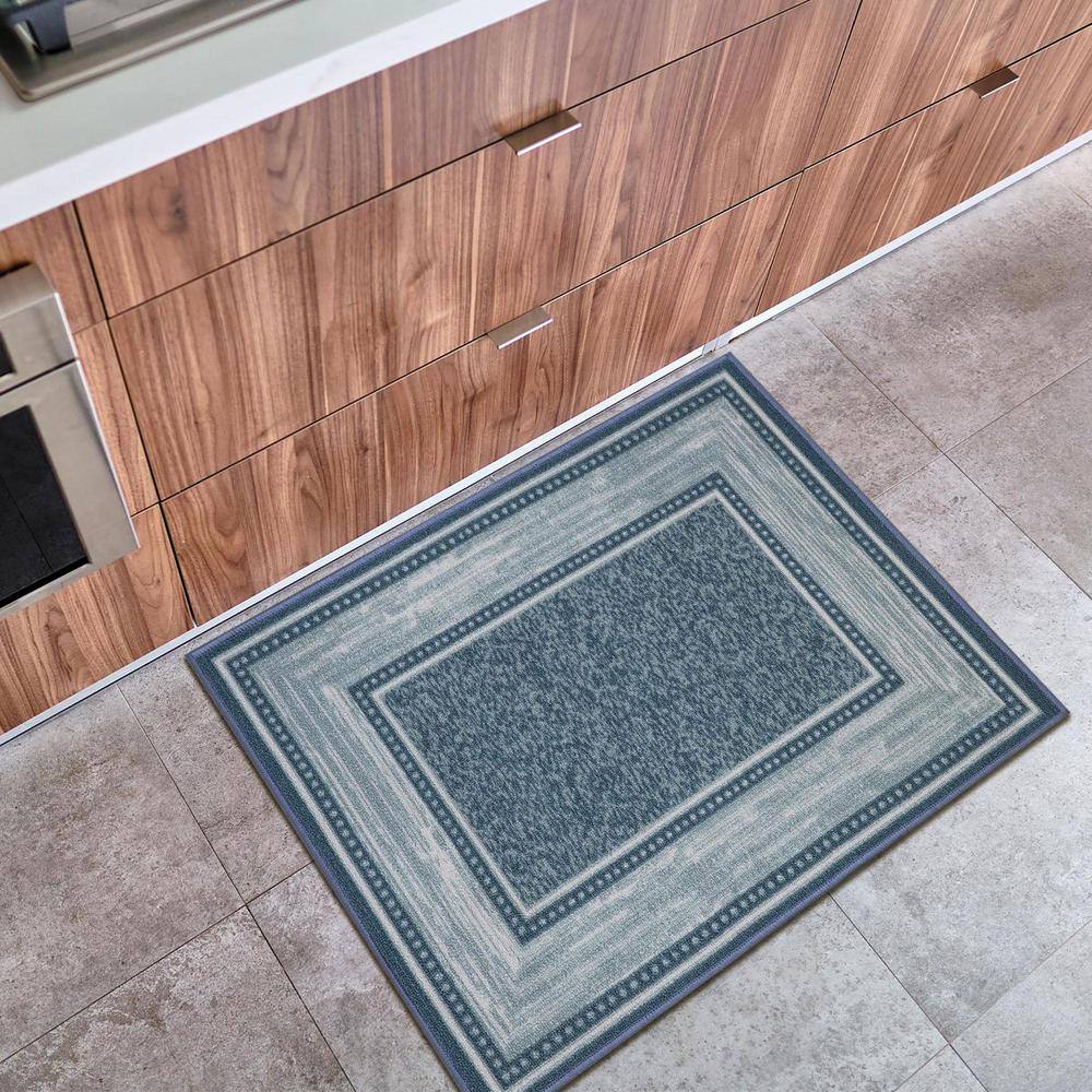 Blue Synthetic Non-Slip Washable Rectangle Area Rug