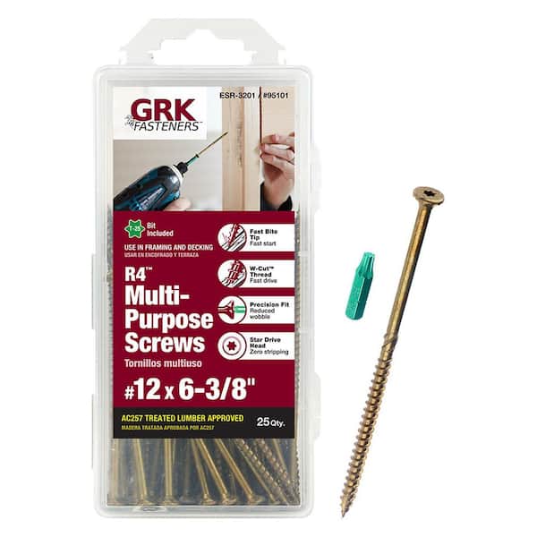 GRK Fasteners #12 x 6-3/8 in. Star Drive Bugle Head R4 Multi-Purpose Wood Screw (25-Packs)