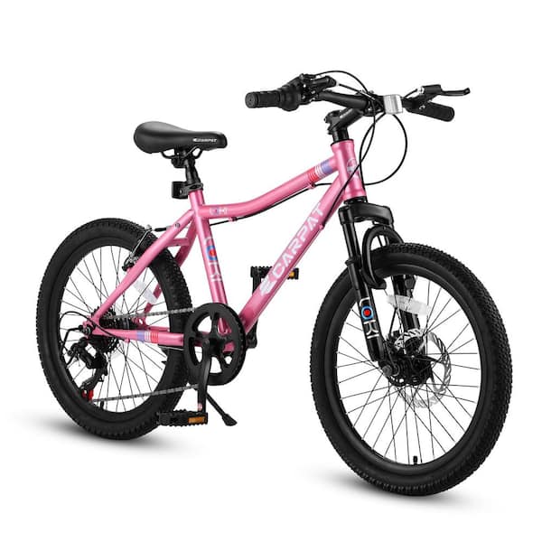 20 in. Pink Steel Kids Bike Mountain Bike 7 Speed Teenager Children Kids Bicycles Front Suspension Disc U Brake AS 692 The Home Depot