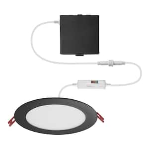 6 in. Selectable New Construction and Remodel Color Ultra-Slim Canles Recessed Integrated LE Kit Matte Black