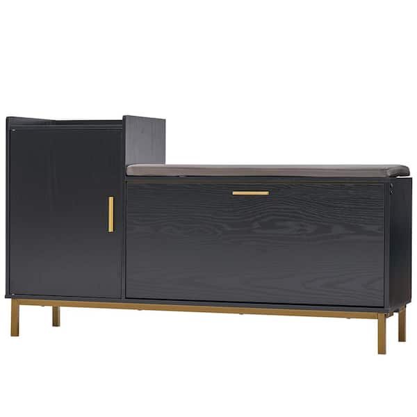 Homleke Shoe Storage Bench with 2 Flip Drawers, Entryway Bench with Padded Seat Homleke Shoe Storage Bench with 2 Flip Drawers, Entryway Bench with Padded Seat