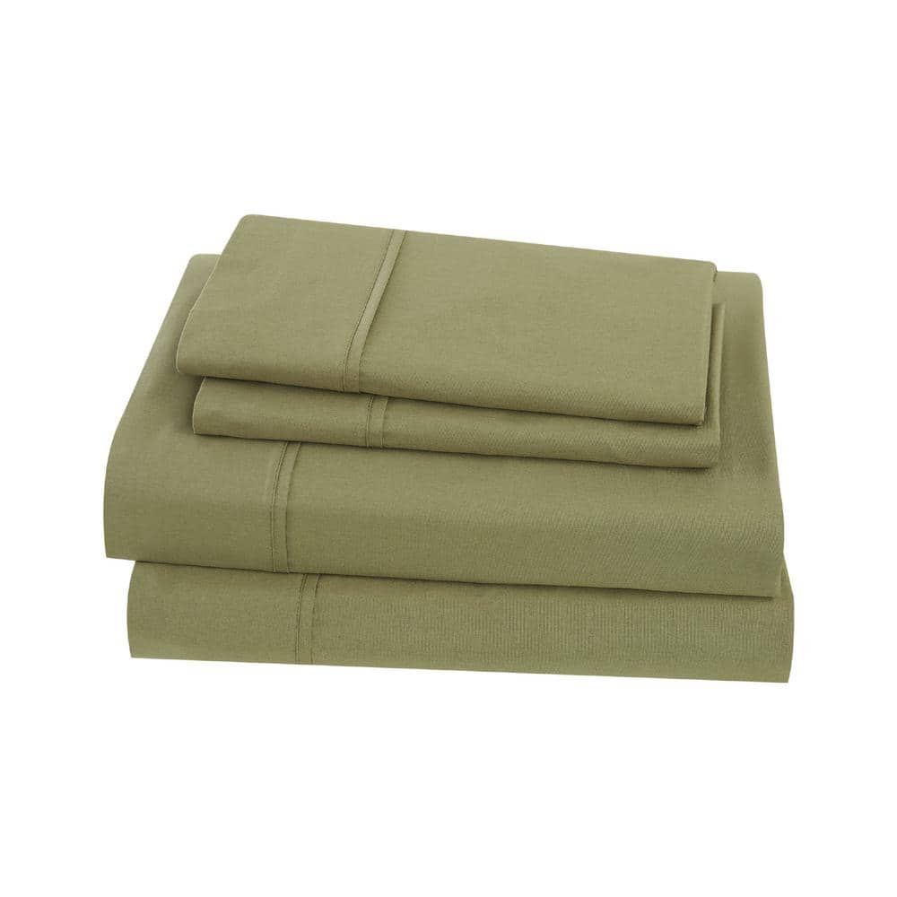 Olive Green Cotton Percale Twin XL Sheet Set
