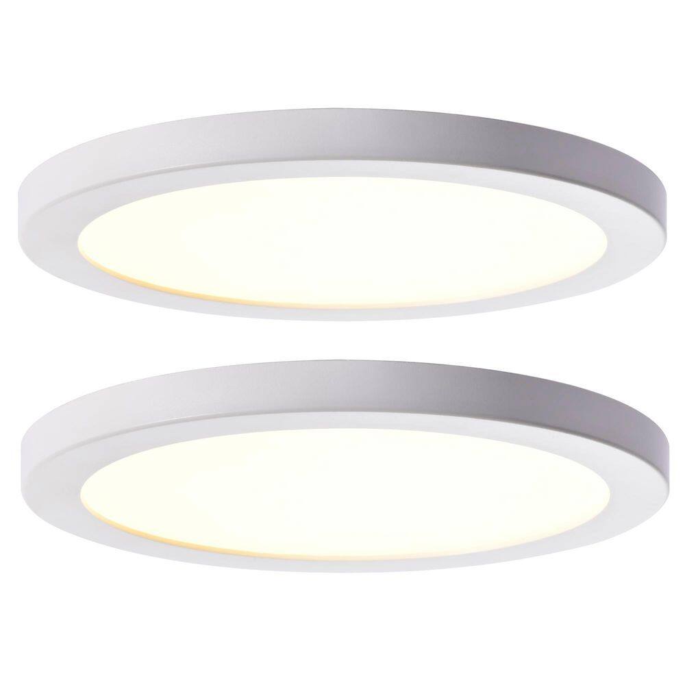 9 in. White Round Flat 3000K 4000K 5000K Integrated LED Disk Flush Mount Ceiling Light for Hallway Living Room (2-pack) price history on PriceWatchPro