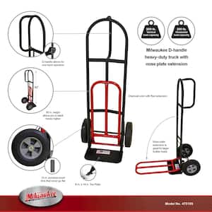 800 lb. Capacity D-Handle Hand Truck with 10 in. Puncture Proof Tires and Nose Plate Extension