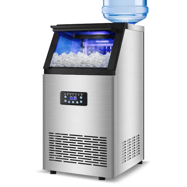 14.17in.100 lbs/24H Full Size Cube Commercial Built-in/Freestanding Ice Maker with 20 lbs Storage Bin in Stainless Steel