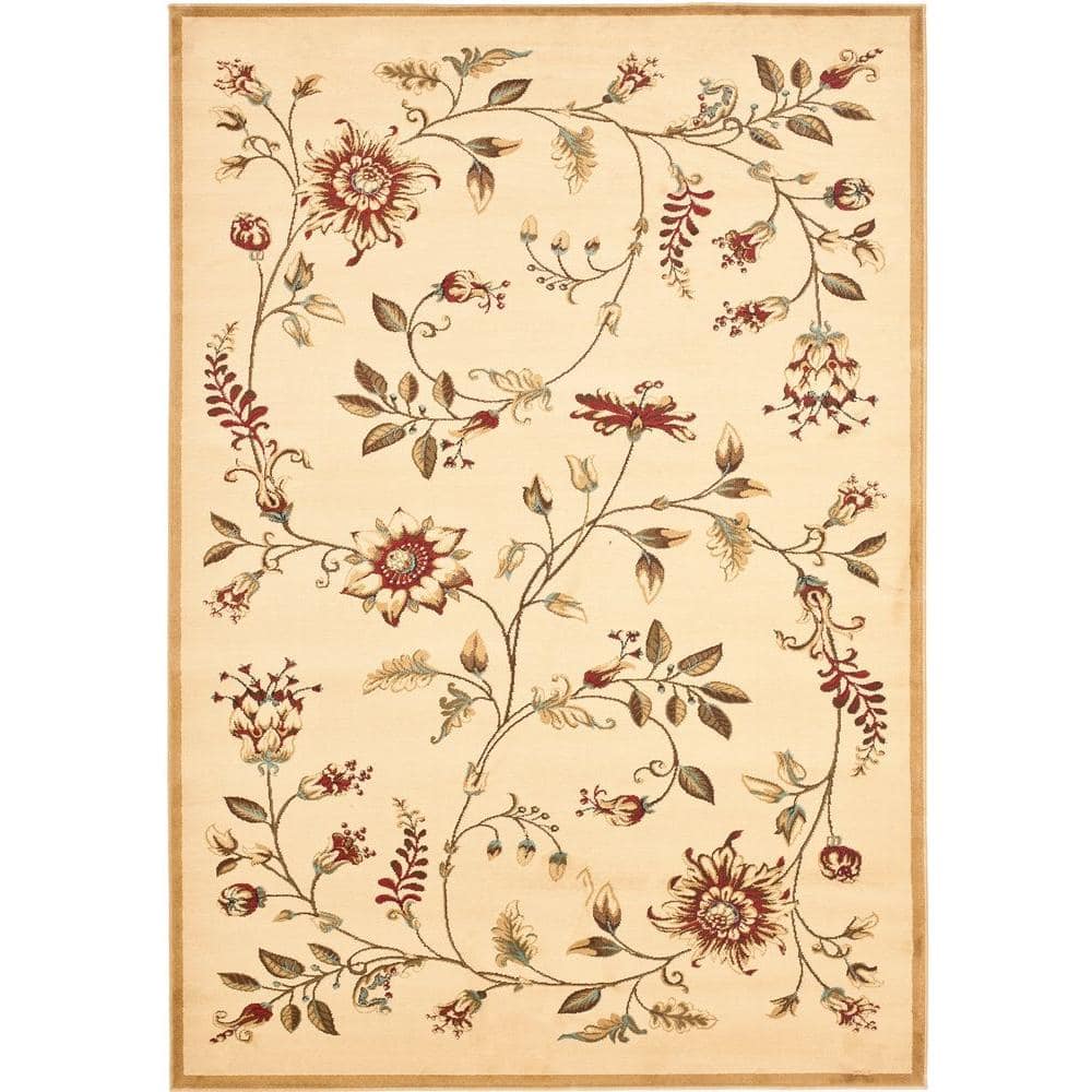 Lyndhurst Ivory/Multi 5 ft. x 8 ft. Border Floral Area Rug price history on PriceWatchPro