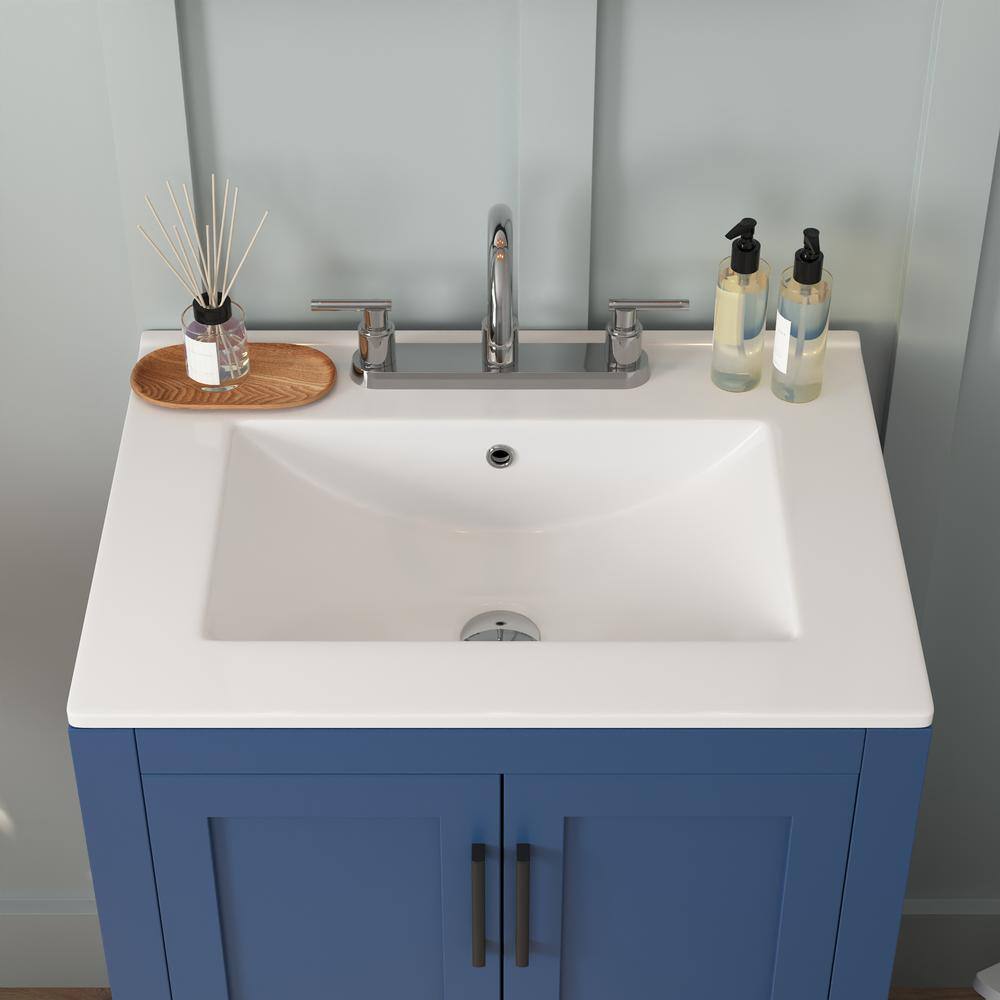 24'' White Ceramic Rectangular Single Vanity Top Sink