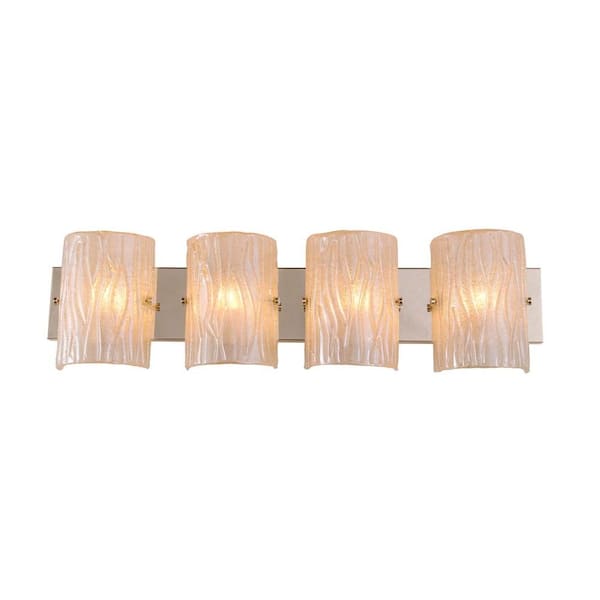 Alternating Current Brilliance 4-Light Champagne Bath Vanity Light with Champagne Ice Glass