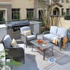 Toject Denali Gray 4-Piece 4-Seat Wicker Modern Outdoor Patio Conversation Sofa Seating Set with Light Gray Cushions GNDS404