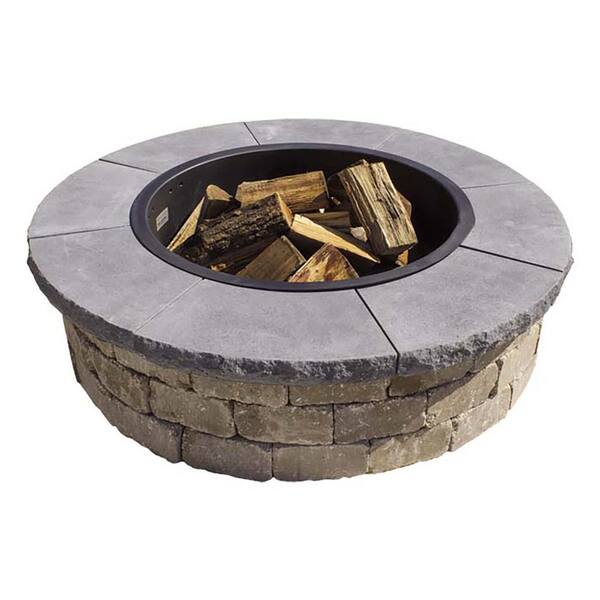 Necessories 52 in. x 2.25 in. Bluestone Outdoor Concrete Fire Pit Chiseled Cap 0408 The Home Depot