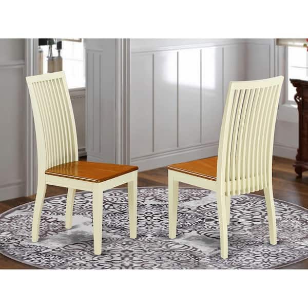 Buttermilk and Cherry Wooden Seat Slat Back Dining Chair (Set of 2)