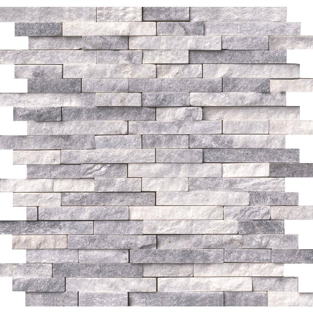 Alaska Gray Marble Splitface Mosaic Wall Tile