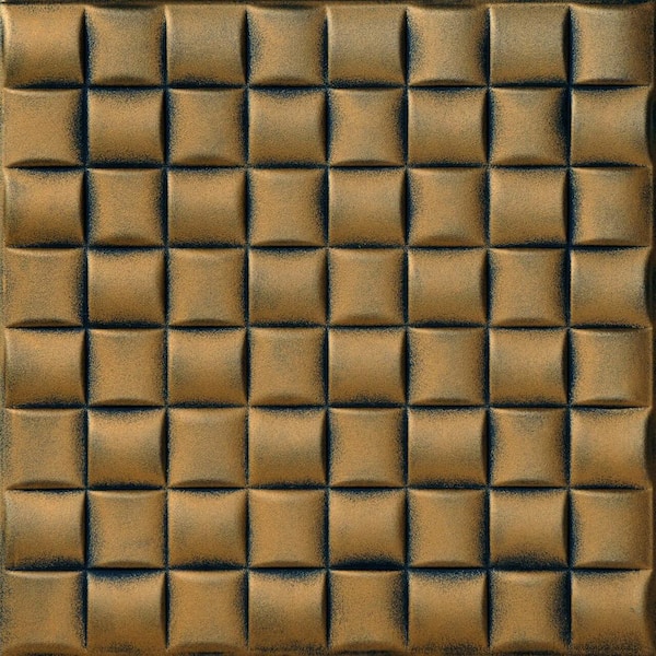 A La Maison Ceilings Cobblestone Antique Gold 1.6 ft. x 1.6 ft. Decorative Foam Glue Up Ceiling Tile (21.6 sq. ft./case)