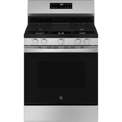 30 in. 5-Burners Free-Standing Gas Range in Stainless Steel with Crisp Mode