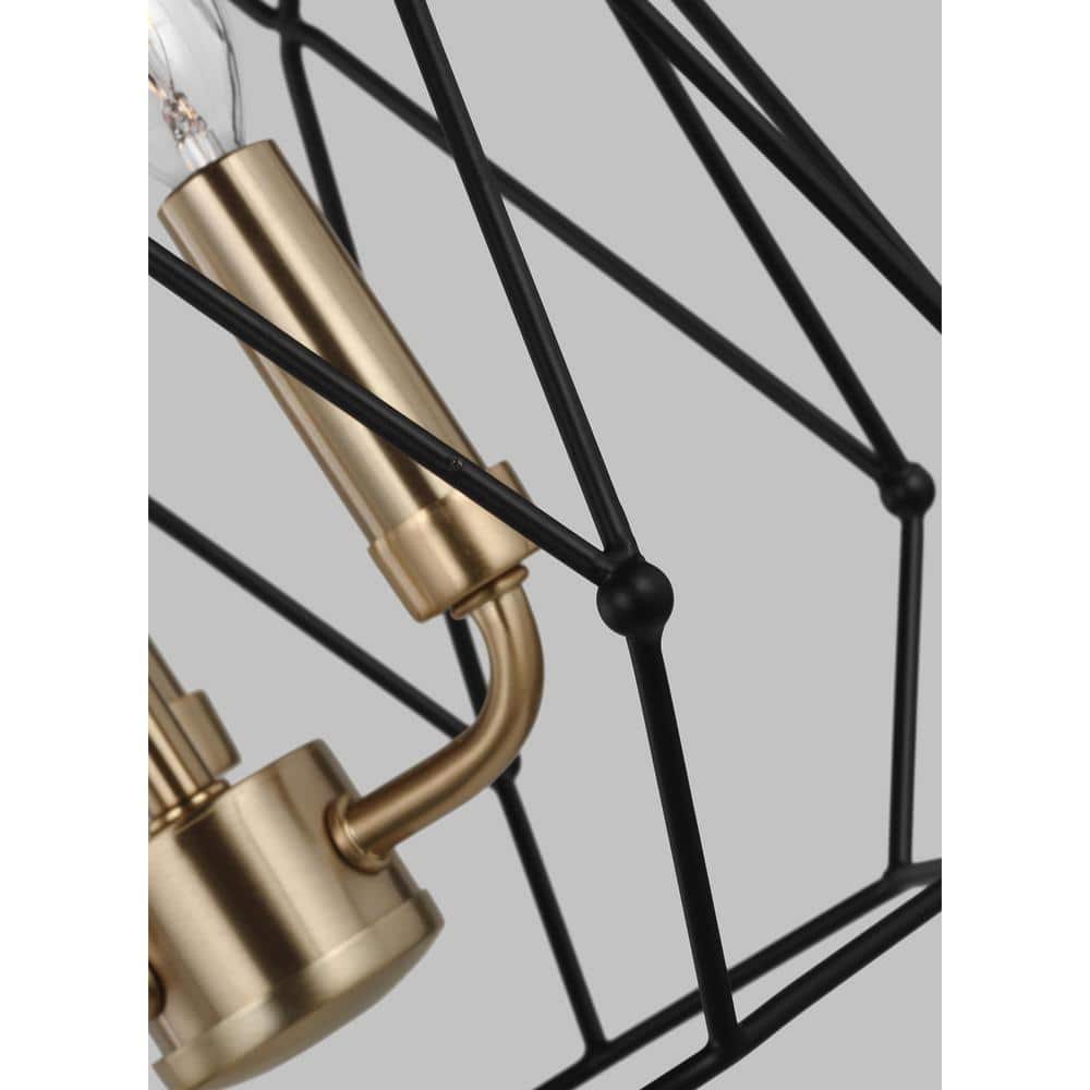Zarra Satin Brass 3-Light Geometric Pendant