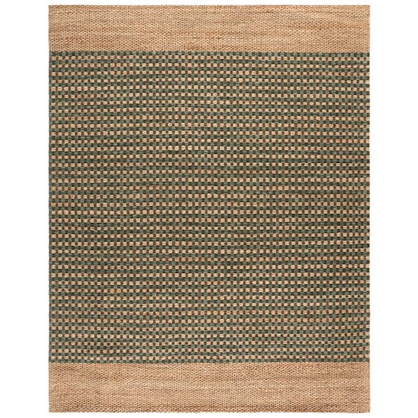 Martha Stewart Denali 8 ft. x 10 ft. Natural/Green Checkered Tile Area Rug