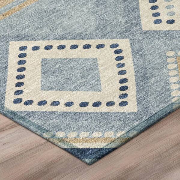 Chantille Machine Washable Indoor/Outdoor Abstract ACN3128 Spa 8 ft. x 8 ft. Round Rug