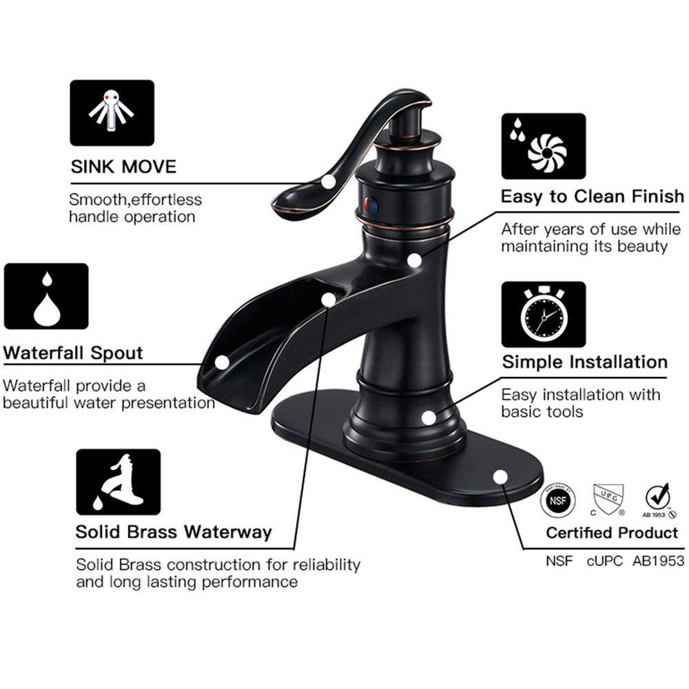 Oil Rubbed Bronze Single-Handle Waterfall Bathroom Faucet