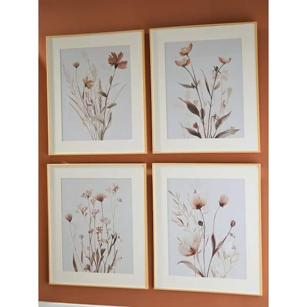 Chettings Floral 4-Piece Framed Graphic Print Nature Art Print 27 in. x 23 in.