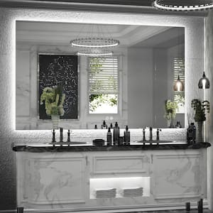 55 in. W x 36 in. H Rectangular Frameless LED Light Anti-Fog Backlit Wall Bathroom Vanity Mirror