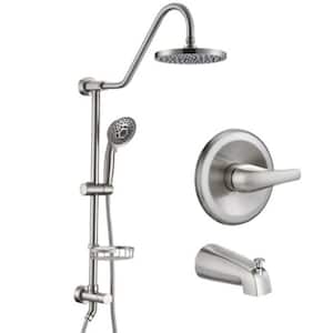 5-Spray Patterns with 2.5 GPM 8 in. Stainless Steel Dual Shower Head and Handheld Shower System in Brushed Nickel