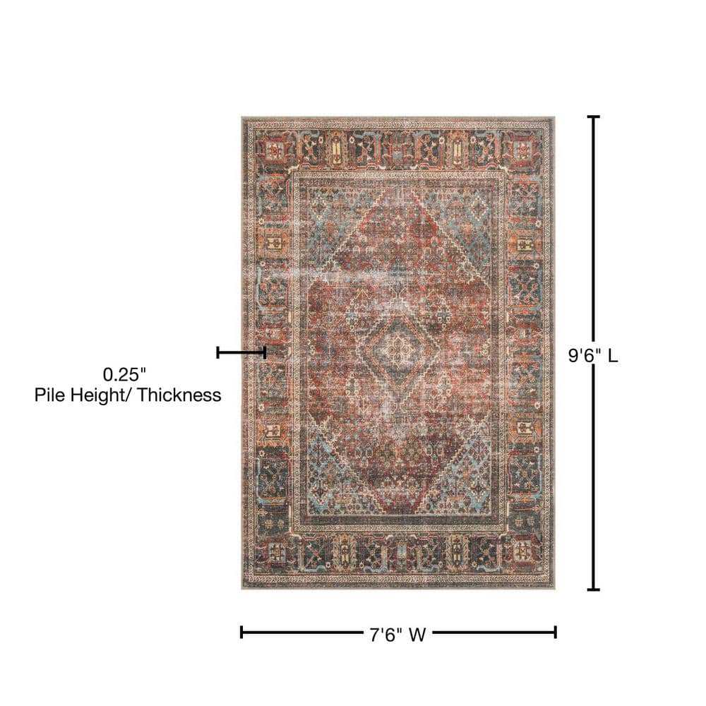 Loren Red and Midnight Bohemian Wool Runner Rug