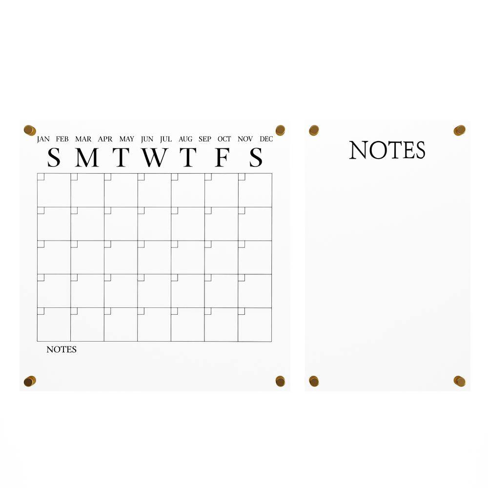 Clear Acrylic Wall Calendar and Notes Board Set with Marker
