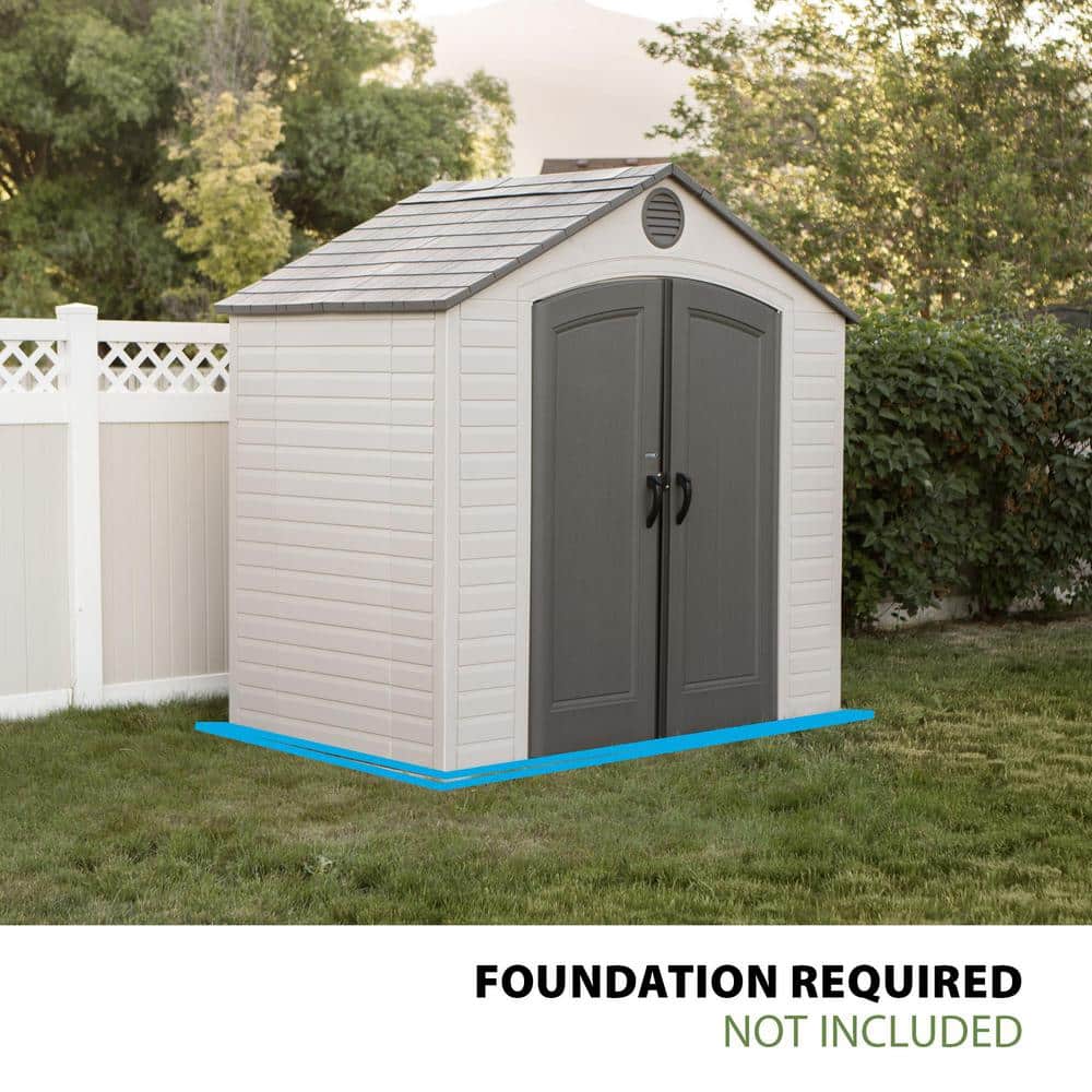 Beige and Brown Polyethylene Outdoor Storage Shed with Windows
