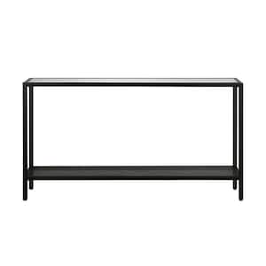 Rigan 55 in. Blackened Bronze/Clear Standard Rectangle Glass Console Table with Storage