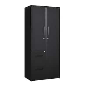 29 in. W x 67 in. H x 17.7 in. D Lockable Steel Locking Freestanding Cabinet with 2 Doors and Drawer in Black