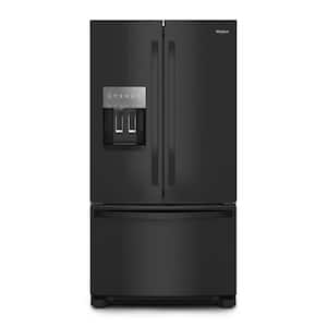 36 in. 24.7 cu. ft. Wide French Door Bottom Mount Refrigerator in Black with Maximum Ice Capacity