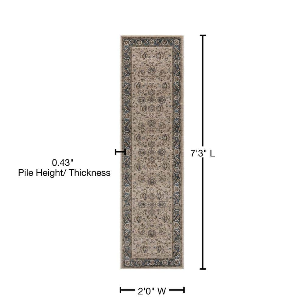 Beige Tufted Synthetic Medium Pile Runner Rug