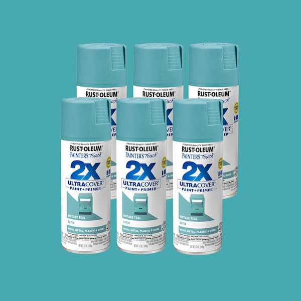 12 oz. Satin Vintage Teal General Purpose Spray Paint (6-Pack)