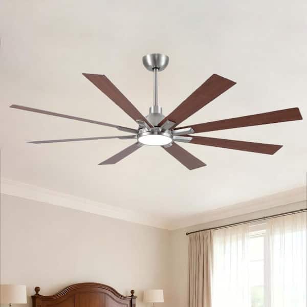 Amice 62 in. Indoor Brushed Nickel Standard Ceiling Fan with integrate LED, 8 Reversible Blades and Remote Control