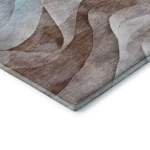 Mayfield Premium Machine Washable Abstract AMF1619 Mocha 3 ft. x 4 ft. Area Rug