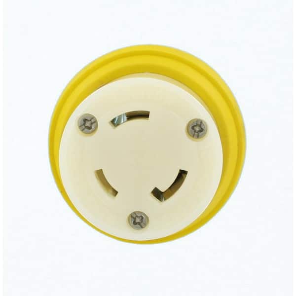 Leviton 30 Amp 125-Volt Wetguard Locking Grounding Connector for Single Inlet, Yellow