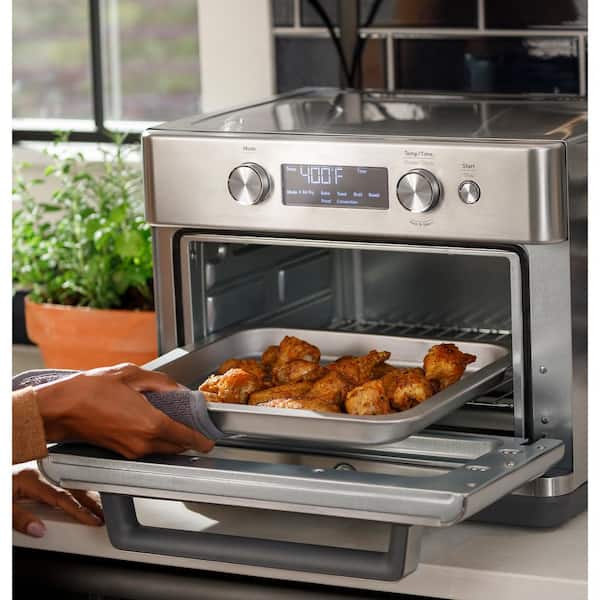 GE Stainless Steel Digital Air Fryer Toaster Oven with 8 Cooking