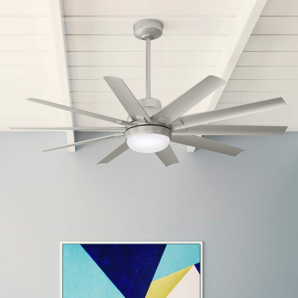 Hunter Overton 60 in. LED Indoor/Outdoor Matte Nickel Ceiling Fan