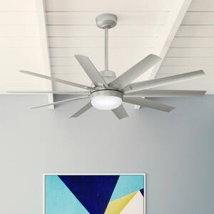 Overton 60 in. LED Indoor/Outdoor Matte Nickel Ceiling Fan with Light Kit and Wall Control