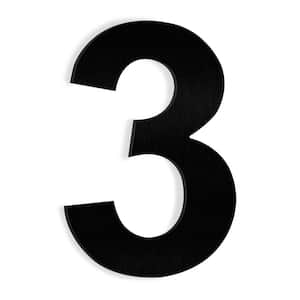 6 in. Black Stainless Steel Floating House Number 3