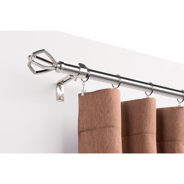 Aerial 36 in. - 72 in. Adjustable Single Curtain Rod 1 in. in Brushed Nickel with Finial