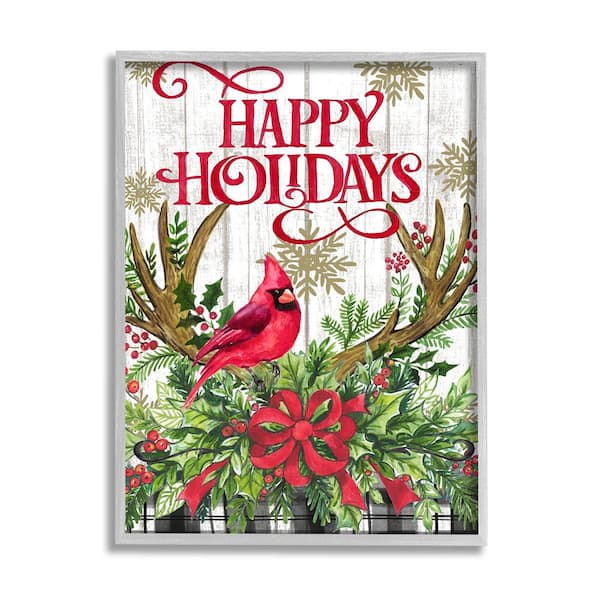 Stupell Industries Holidays Cardinal by Elena Vladykina rep. Levison Designs 1-Piece Framed Graphic Print Animal Art Print 14 in. x 11 in.