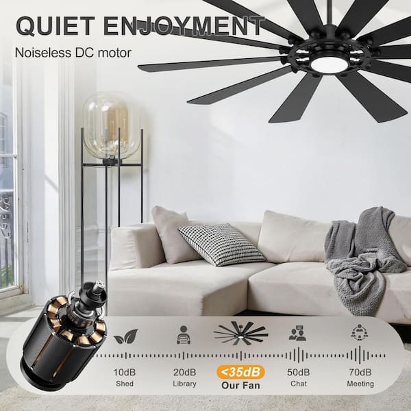 Breezary Wesley 72 in. Indoor Black Industrial Ceiling Fans with