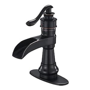 Single Hole Vanity Faucet Single-Handle Bathroom Faucet with Deck Plate in Oil Rubbed Bronze