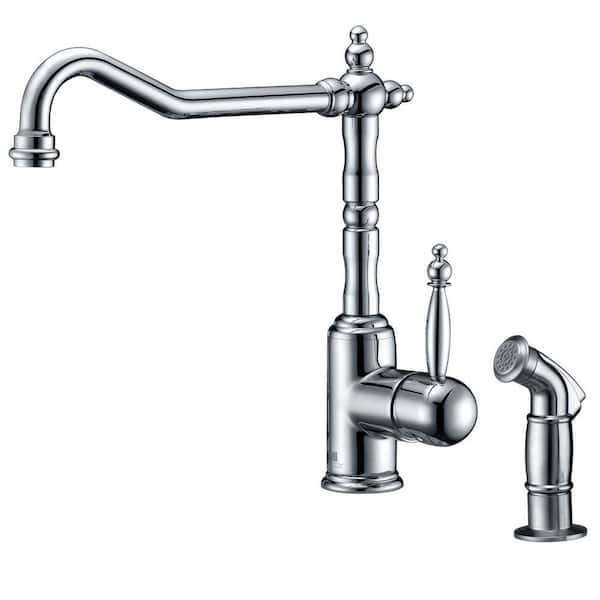 Locke Single-Handle Standard Kitchen Faucet with Side Sprayer in Polished Chrome