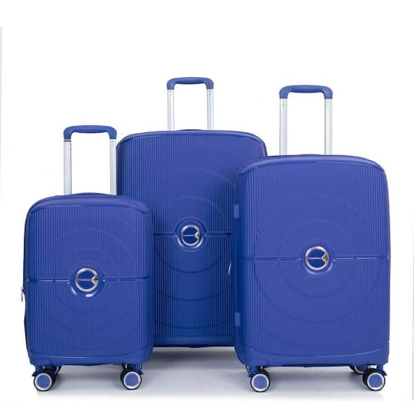 grossag 3-Piece Navy Blue Spinner Wheels, Rolling, Lockable Handle and Light Weight Expandable Luggage Set