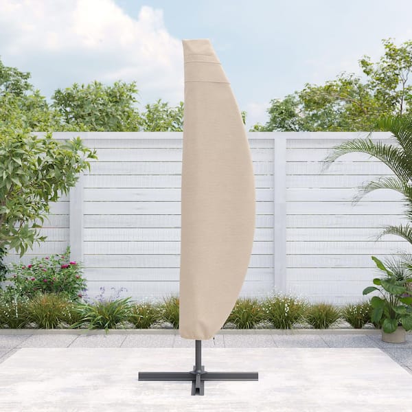 Fit for Cantilever Umbrella 9 ft. to 11 ft. Waterproof Outdoor Parasol Offset Umbrella Cover in Khaki