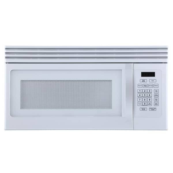 Black Decker 1 6 Cu Ft Over The Range Microwave With Top Mount Air Recirculation Vent In White Em044kjn P1 The Home Depot