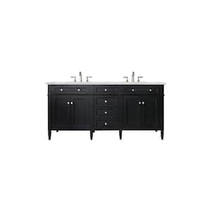 Brittany 72.0 in. W x 23.5 in. D x 34 in. H Bathroom Vanity in Black Onyx with Ethereal Noctis Quartz Top