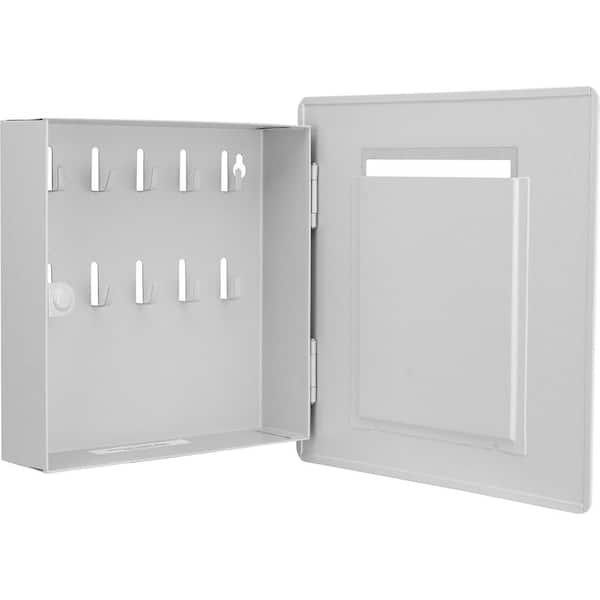 10-Key Steel Magnetic Lock Wall-Mount Photo Frame Key Cabinet, with 4 in. x 6 in. Picture Storage, Gray